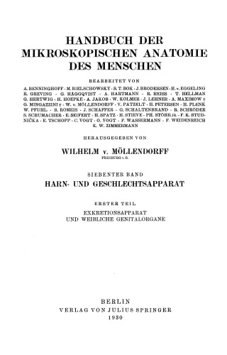 Harn- und Geschlechtsapparat: Erster Teil, Exkretionsapparat und Weibliche Genitalorgane