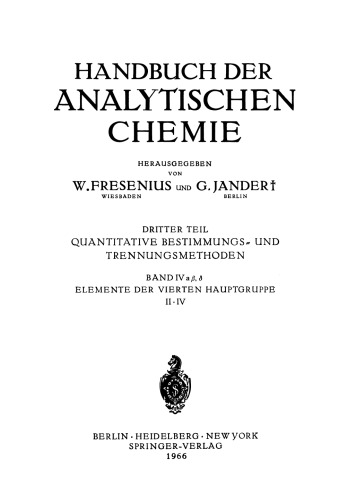 Elemente der Vierten Hauptgruppe II · IV Germanium · Blei