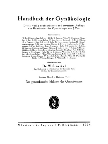 Die gonorrhoische Infektion der Genitalorgane