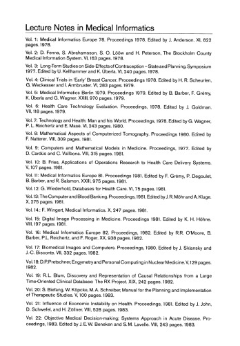 Expert Systems and Decision Support in Medicine: 33rd Annual Meeting of the GMDS EFMI Special Topic Meeting Peter L. Reichertz Memorial Conference Hannover, September 26–29, 1988 Proceedings