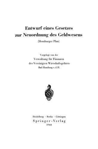 Entwurf eines Gesetzes zur Neuordnung des Geldwesens: Homburger Plan