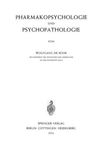 Pharmakopsychologie und Psychopathologie