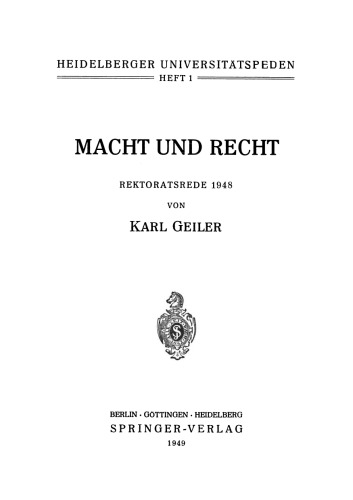 Macht und Recht: Rektoratsrede 1948