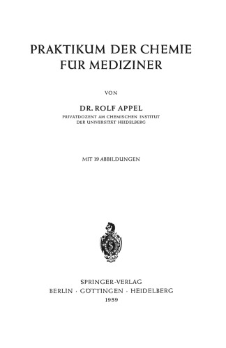 Praktikum der Chemie für Mediziner
