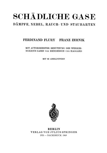 Schädliche Gase: Dämpfe, Nebel, Rauch- und Staubarten