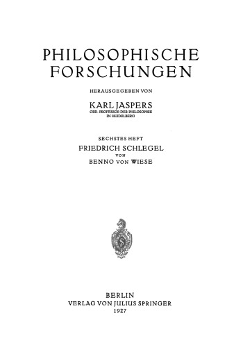 Friedrich Schlegel: Ein Beitrag ƶur Geschichte der Romantischen Konversionen