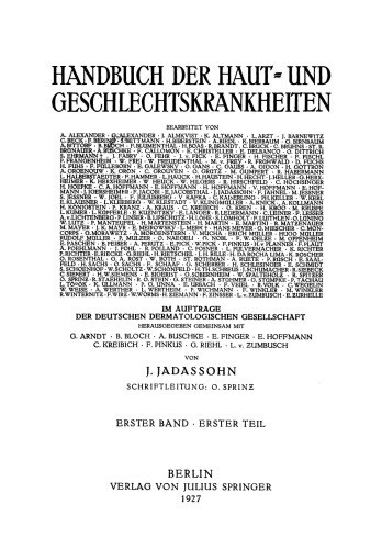 Anatomie der Haut: Erster Band Erster Teil