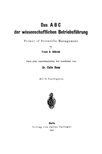 Das ABC der wissenschaftlichen Betriebsführung: Primer of Scientific Management
