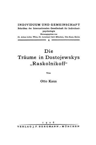 Die Träume in Dostojewskys „Raskolnikoff“
