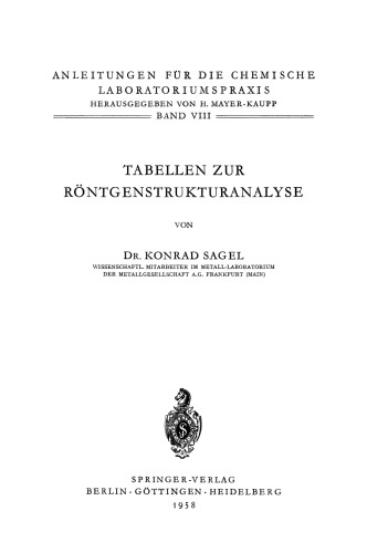 Tabellen zur Röntgenstrukturanalyse