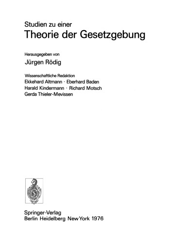 Studien zu einer Theorie der Gesetzgebung