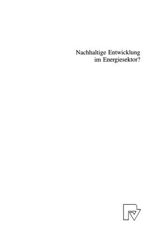 Nachhaltige Entwicklung im Energiesektor?: Erste deutsche Branchenanalyse zum Leitbild von Rio
