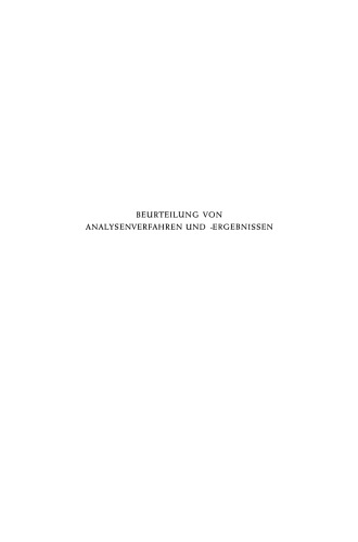 Beurteilung von Analysenverfahren und -Ergebnissen