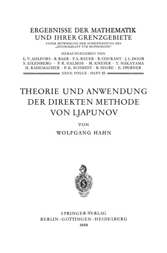 Theorie und Anwendung der direkten Methode von Ljapunov