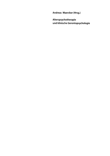 Alterspsychotherapie und klinische Gerontopsychologie