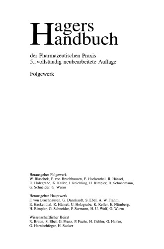 Hagers Handbuch der Pharmazeutischen Praxis