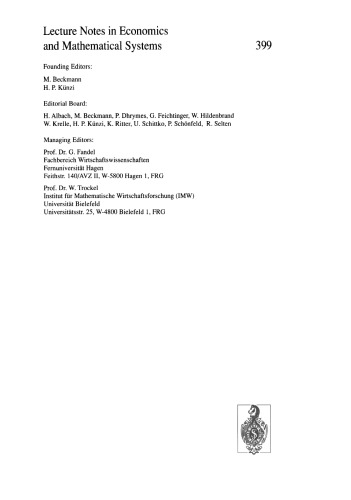 Nonlinear Dynamics in Economics and Social Sciences: Proceedings of the Second Informal Workshop, Held at the Certosa di Pontignano, Siena, Italy, May 27–30, 1991