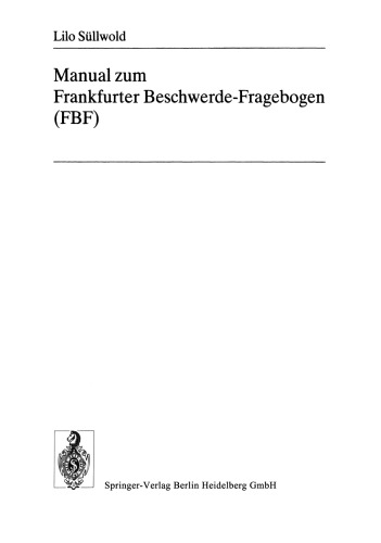 Manual zum Frankfurter Beschwerde-Fragebogen (FBF)