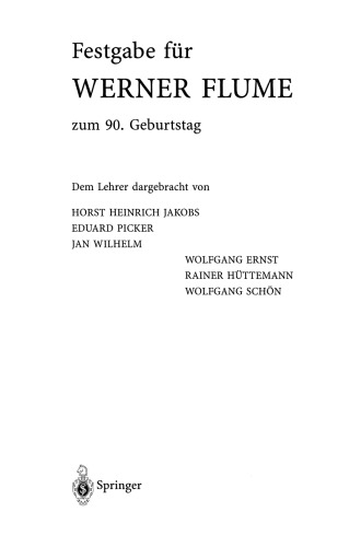 Festgabe für Werner Flume: zum 90. Geburtstag