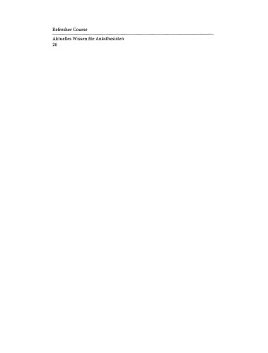 Refresher Course Aktuelles Wissen für Anästhesisten