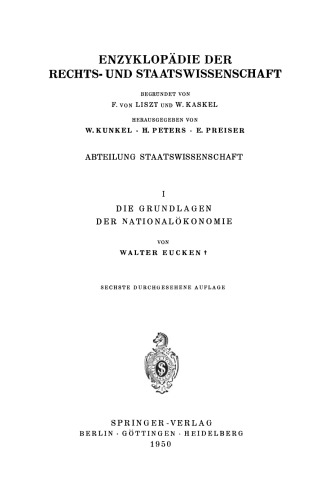 Die Grundlagen der Nationalökonomie