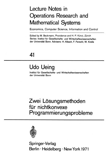 Zwei Lösungsmethoden für nichtkonvexe Programmierungsprobleme