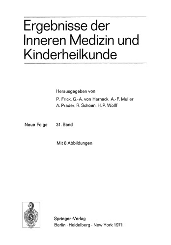 Ergebnisse der Inneren Medizin und Kinderheilkunde