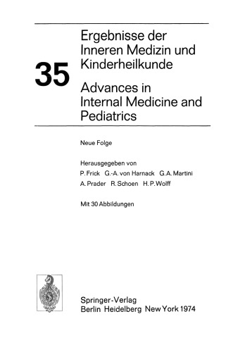 Ergebnisse der Inneren Medizin und Kinderheilkunde / Advances in Internal Medicine and Pediatrics