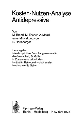 Kosten-Nutzen-Analyse Antidepressiva