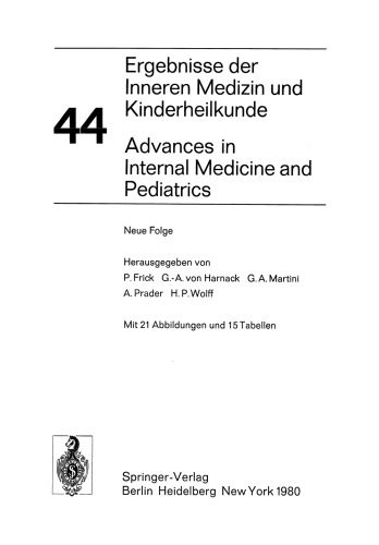 Ergebnisse der Inneren Medizin und Kinderheilkunde / Advances in Internal Medicine and Pediatrics