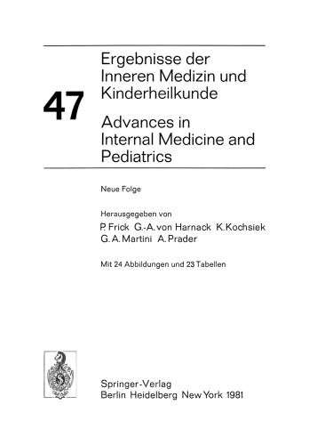 Ergebnisse der Inneren Medizin und Kinderheilkunde / Advances in Internal Medicine and Pediatrics