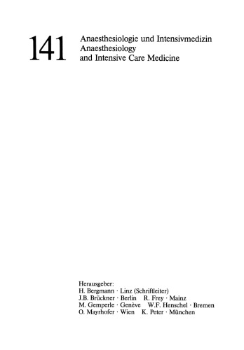 Zentraleuropäischer Anaesthesiekongreß: Experimentelle Anaesthesie Monitoring·Immunologie