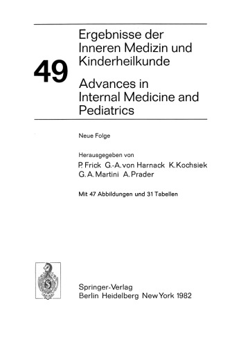 Ergebnisse der Inneren Medizin und Kinderheilkunde / Advances in Internal Medicine and Pediatrics: Neue Folge