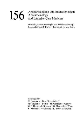 Hämodynamisches Monitoring: Workshop Erbach 14. Mai 1982