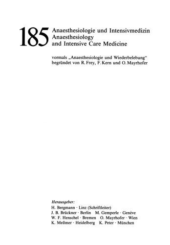 Inhalation Anesthetics: New Aspects 2nd International Symposium