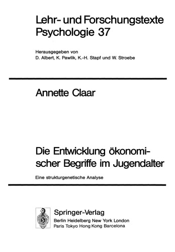 Die Entwicklung ökonomischer Begriffe im Jugendalter: Eine strukturgenetische Analyse