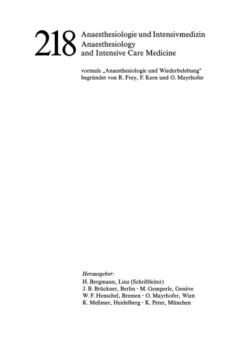 Ketamin in der Anaesthesie, Intensiv- und Notfallmedizin