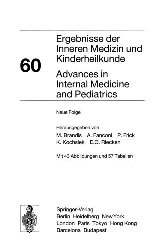 Ergebnisse der Inneren Medizin und Kinderheilkunde/Advances in Internal Medicine and Pediatrics