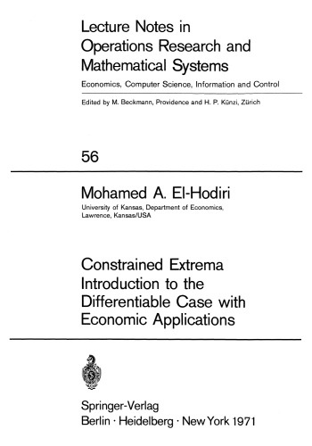 Constrained Extrema Introduction to the Differentiable Case with Economic Applications