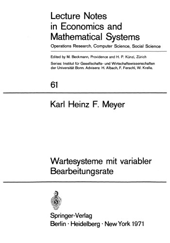 Wartesysteme mit variabler Bearbeitungsrate