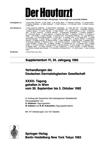 Verhandlungen der Deutschen Dermatologischen Gesellschaft: Tagung gehalten in Wien vom 30. September bis 3. Oktober 1982