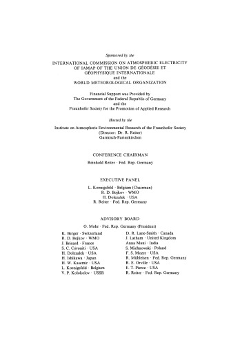 Electrical Processes in Atmospheres: Proceedings of the Fifth International Conference on Atmospheric Electricity held at Garmisch-Partenkirchen (Germany), 2–7 September 1974