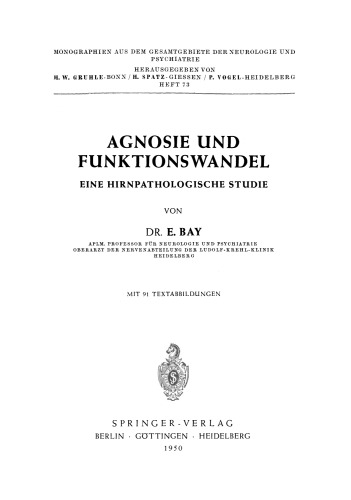 Agnosie und Funktionswandel: Eine hirnpathologische Studie