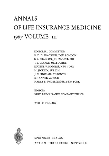 Annals of Life Insurance Medicine: 1967 Volume III