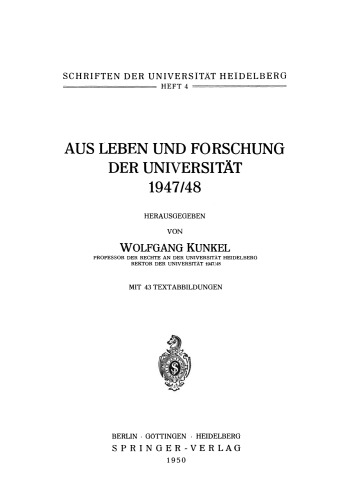 Aus Leben und Forschung der Universität 1947/48