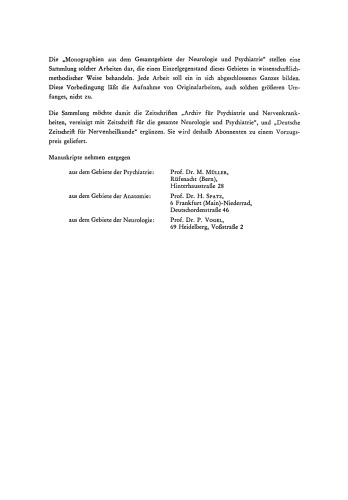 Das Paranoische Syndrom: Klinisch-experimentelle Untersuchungen zum Problem der fixierten Wahnbildungen