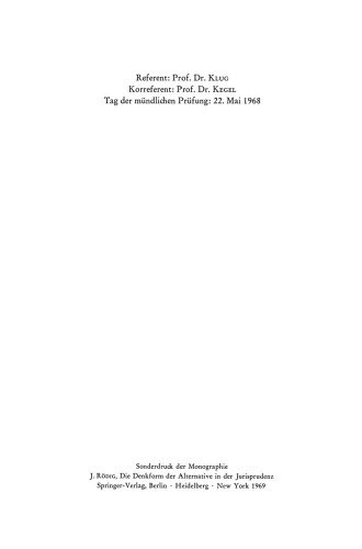 Die Denkform der Alternative in der Jurisprudenz