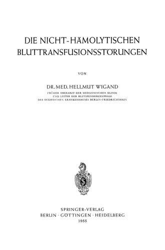 Die Nicht-Hämolytischen Bluttransfusionsstörungen
