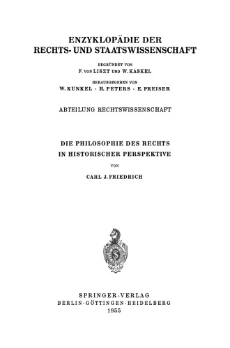 Die Philosophie des Rechts in Historischer Perspektive