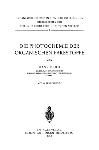 Die Photochemie der Organischen Farbstoffe